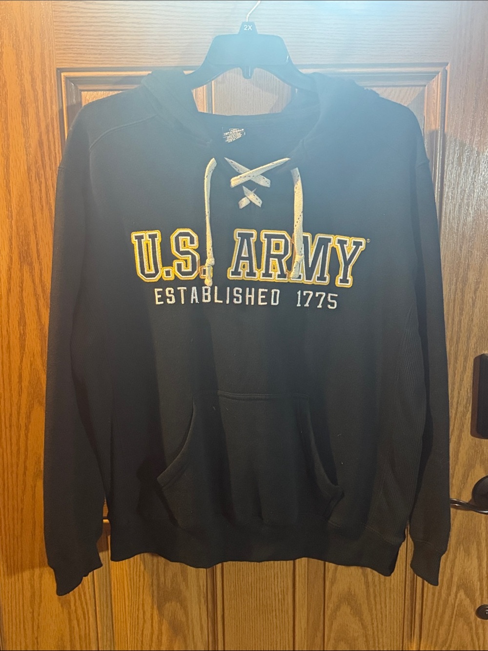 Top of the World U.S. Army Black Hoodie with Yellow Lettering